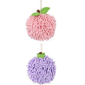 REGALWOVEN 2 Pack Soft Absorbent Chenille Fuzzy Ball Hand Towels for Bathroom Home Decor 6" x 6" - 1 of 4