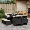 vidaXL 9-Piece Patio Dining Set with Cushions - Black Poly Rattan, Glass Top, Compact Storage, Indoor/Outdoor - 2 of 4
