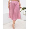 Coolmee Womens Plus Size Maxi Skirt Long Shirring Pleated Skirts Elastic High Waisted A Line Skirts - 4 of 4