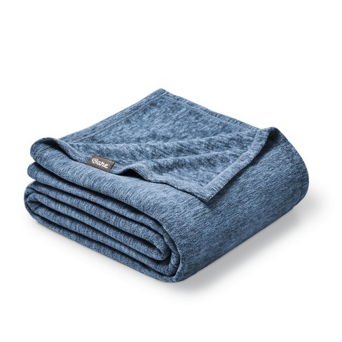 Heather Dark Blue Full queen Lightweight Polar Fleece Blanket By