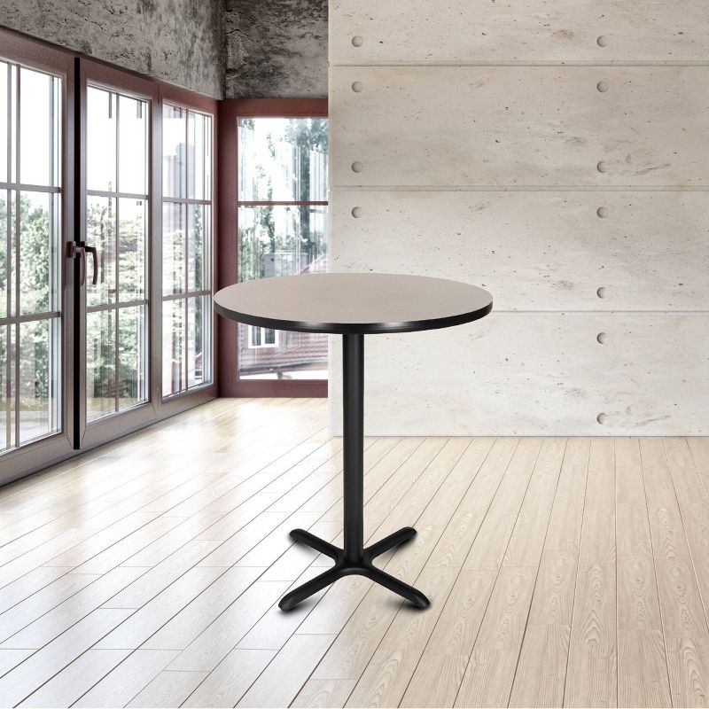 36&#34; Round Composite Core Bar Height Dining Table Laminated Gray with Black Steel Base - Hampden Furnishings, 5 of 6