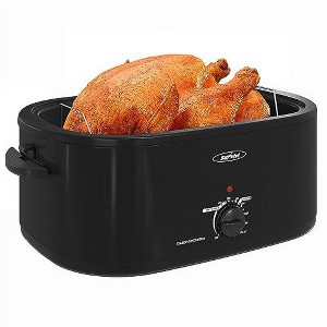 Heynemo Electric Turkey Roaster Oven with Visible Glass Lid, with Removable Pan & Rack, Stainless Steel - 1 of 4