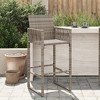 vidaXL Garden Bar Stool Grey PE Rattan, Powder-Coated Steel Standard - 2 of 4