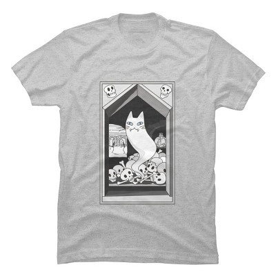 Men's Design By Humans Ghost cat the Keeper of the Crypt By runcatrun T-Shirt