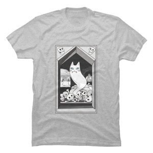 Men's Design By Humans Ghost cat the Keeper of the Crypt By runcatrun T-Shirt - 1 of 2