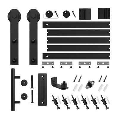 SMARTSTANDARD Interior Sliding Barn Door Hardware Kit, Heavy Duty Matte Black Track with I-Shape Hangers (Door Not Included)