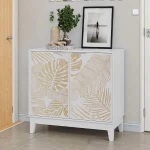 Vintage Carved Buffet Cabinet, Decorative Sideboard with 2 Doors and Adjustable Shelves,Wooden Accent Cabinet - 1 of 4