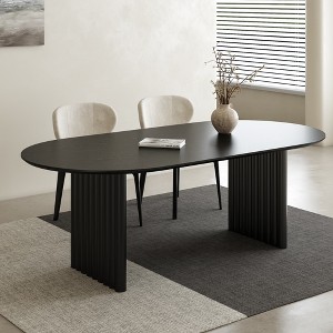 Wooakway 30"H Oval Wood Dining Table Kitchen Table Conference Table with Double Pedestal - 1 of 4