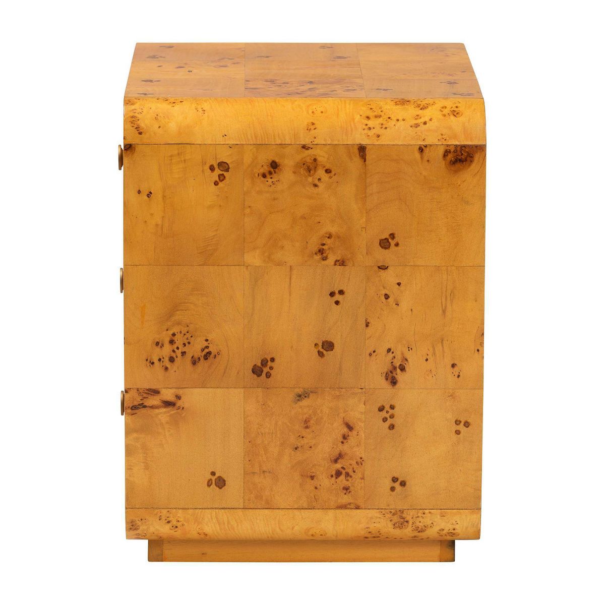 bali & pari Netra Real Burl Wood 3 Drawer Nightstand Light Mappa Burl - thumbnail 2