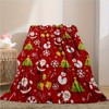 1-Pack Christmas Blanket, Soft Flannel Throw with Santa, Snowman, Tree, Warm Christmas Decoration in Red & Green Colors. - 4 of 4