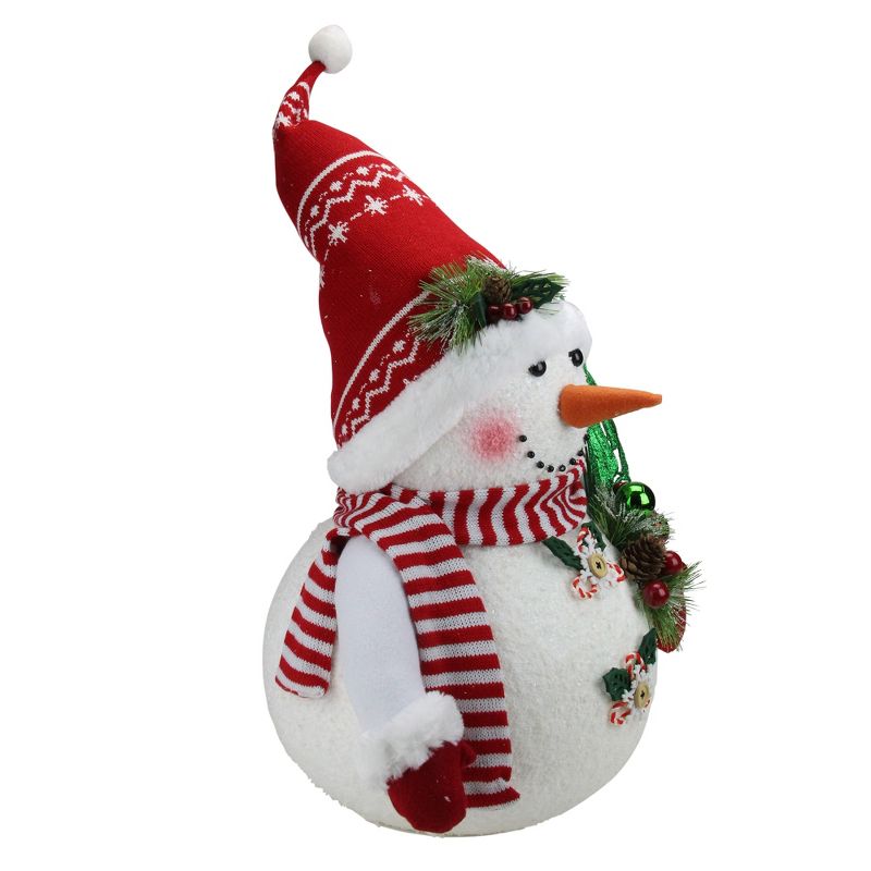 Northlight 20" White and Red Sparkling Snowman with Nordic Santa Hat Christmas Decor, 2 of 3
