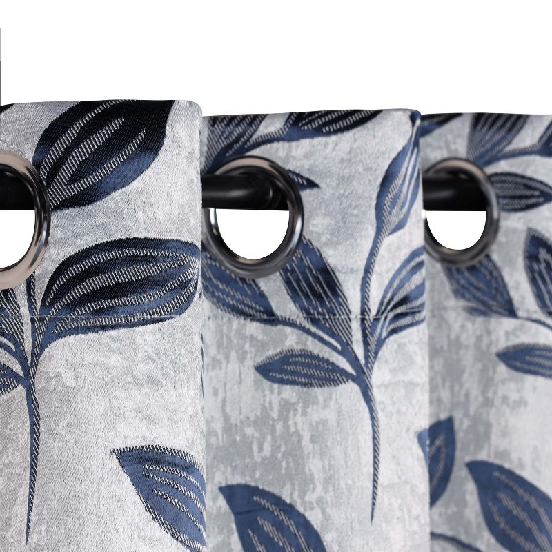 Modern Bohemian Leaves Room Darkening Blackout Curtains, Set of 2 by Blue Nile Mills, 2 of 6