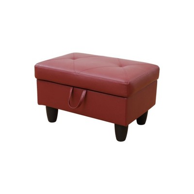 DOMETOUR Red Semi PU Synthetic Leather Ottoman For Living Room