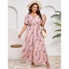 Whizmax V Neck Wrap Maxi Dress for Plus Size Women High Waist Ruffle Summer Casual Floral Dress with Belt - 2 of 4