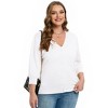 Women's Plus Size V-Neck Cardigan Casual 3/4 Sleeve Knit Button Down Open Front Sweater - 2 of 4
