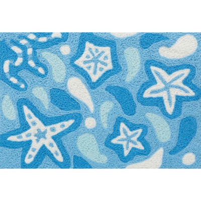 Jellybean Swirling Starfish Accent Doormat – Washable 20"x 30" Mat for Beachy Indoor or Outdoor Style