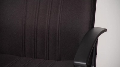 Ergonomic Executive Swivel Office Chair with Lumbar Support, Black Fabric and Wood