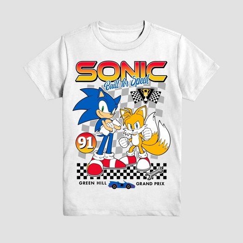 Boys' Sonic the Hedgehog Racing Short Sleeve Graphic T-Shirt - White - image 1 of 3