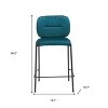 HomeRoots Set of Two 25" Green and Black Velvet and Steel Counter Height Bar Chairs - 3 of 4