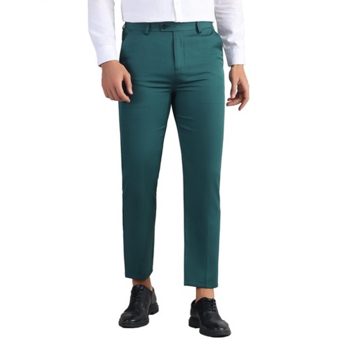 INSPIRE CHIC Men's Classic Fit Solid Stretch Flat Front Expandable Waist Work Business Pants - image 1 of 4