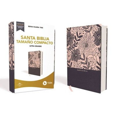 Rvr60 Santa Biblia, Letra Grande, Tamaño Compacto, Tapa Dura/Tela, Azul Floral, Edición Letra Roja - Large Print by  Rvr 1960- Reina Valera 1960