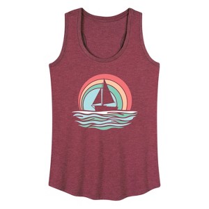 Women's - Instant Message - Sailboat Sunset Graphic Racerback Tank - 1 of 4