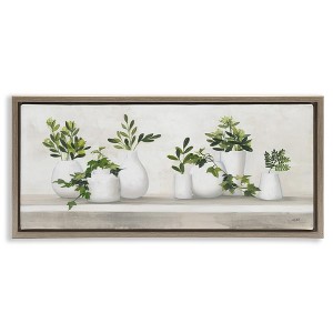 Stupell Industries Traditional Potted Cottage Plants Black Framed Floater Canvas Wall Art - 1 of 4
