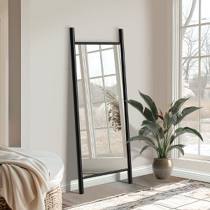Wooakway Solid Wood Full Length Mirror Accent Wall Mirror Novelty Cheval Mirror Black - 1 of 4