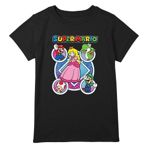 Girl's Nintendo Super Mario Bros Princess Peach Character Circles T-Shirt - 1 of 3