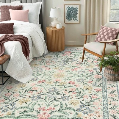 Lahome Machine Washable Back to College Series Eastern Floral Plant Floor Mat-Soft Rug for Living Room, School, Bedroom, or Entryway