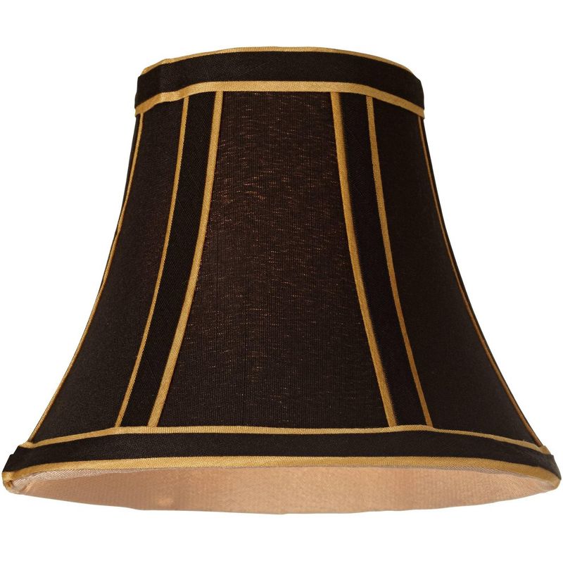Springcrest Set of 6 Empire Lamp Shades Black with Gold Trim Small 3" Top x 6" Bottom x 5" High Candelabra Clip-On Fitting, 5 of 8