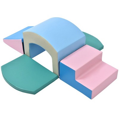Toddler Indoor Climb and Crawl Activity Playset,Soft Foam Playset Including Single-Tunnel Foam Climber,Slide Stairs and Ramp,Lightweight