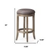 HomeRoots 26" Stone and Oak Faux Leather and Solid Wood Backless Counter Height Swivel Bar Chair - 3 of 4