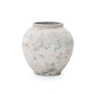 LuxenHome 10.7" Mottled Gray Cement Globe Vase, Round Decorative Accent for Home Decor Multicolored - 1 of 4