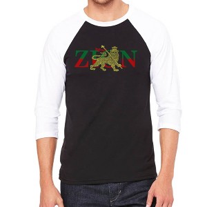 LA Pop Art Men's Raglan Baseball Word Art T-shirt - Zion - One Love - 1 of 4