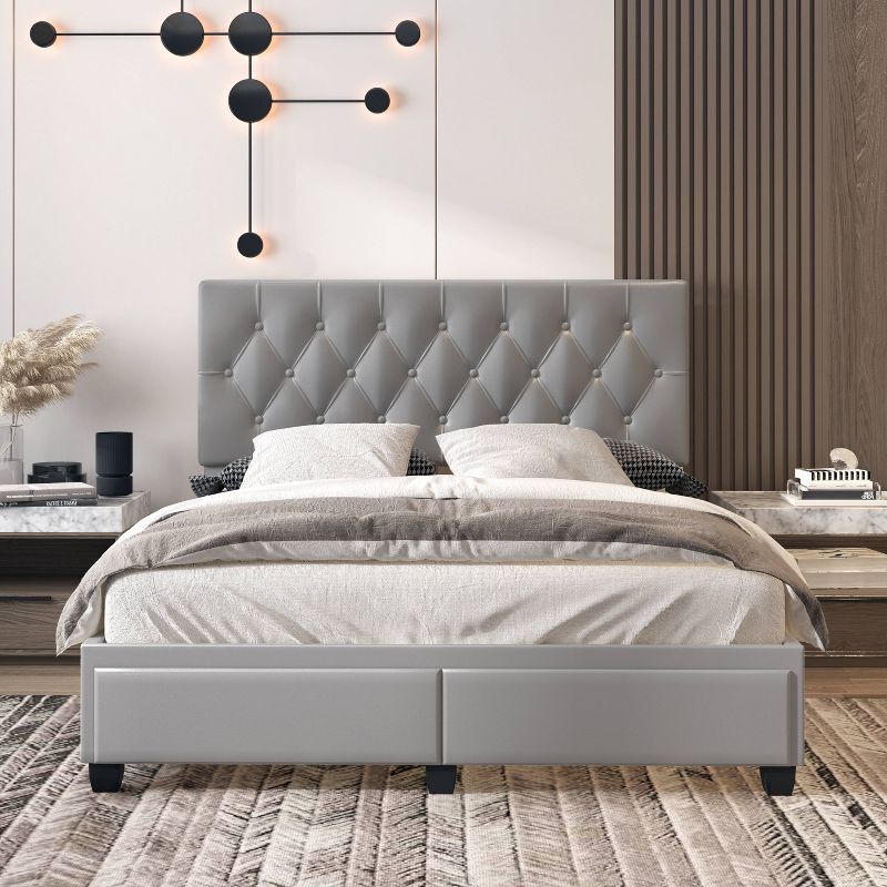 Veronica Tufted Faux Leather Upholstered Platform Bed with Storage Drawers - Eco Dream, 5 of 10