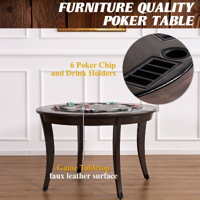 48-Inch Onyx Round Wood and Felt Poker Table