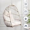 Outdoor Garden Rattan Egg Swing Chair, Hanging Chair, Patio Swings Hanging Chair With Removable & Washable Cushion-Cuddlewood - 2 of 4