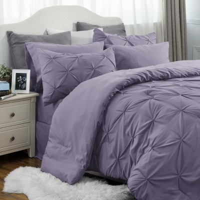 Bedsure | 5/7 Pcs Bed in a Bag Solid Diamond Pintuck Bedding Set for All Season