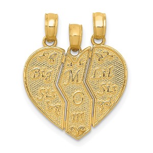 Black Bow Jewelry 14k Yellow Gold Big Sis, Mom, Lil Sis Heart Three Piece Pendants, 18mm - 1 of 4