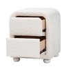 Baxton Studio Bonilla Teddy Bear Fabric and Rubberwood 2 Drawer Nightstand White: Polyester, MDF, Modern Design - 3 of 4