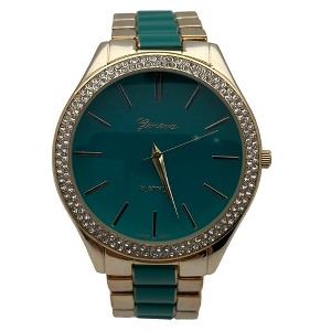 Olivia Pratt Turquoise and Gold Color with Rhinestones Women Watch - 1 of 3