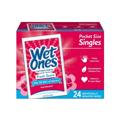 Wet Ones Antibacterial Hand Wipes Singles - Fresh Scent - 24ct