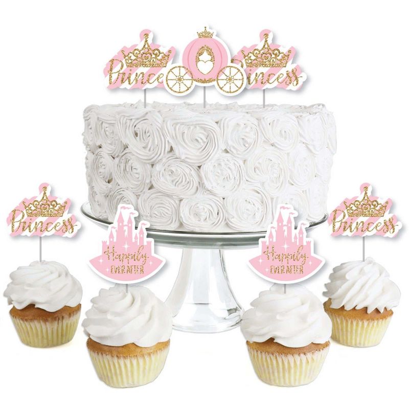 Big Dot of Happiness Little Princess Crown - Dessert Cupcake Toppers - Pink Princess Baby Shower or Birthday Party Clear Treat Picks - Set of 24, 1 of 8