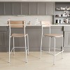 Emma and Oliver Set of 2 Bar Stools with Metal Frames and Solid Wood Seats and Backs with Antique Finishes - 2 of 4