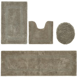Lux Premium 100% Cotton Tufted Solid Reversible 4 Piece Bath Rug Set – Ultra-Soft, Water-Absorbent, Durable, Machine Washable Bathroom Rug - 1 of 4