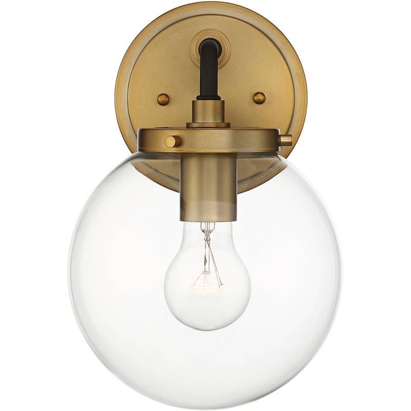 Possini Euro Design Fairling Modern Wall Light Sconce Gold Hardwire 7 1/2" Fixture Clear Glass Globe Shade for Bedroom Bathroom Vanity Reading Hallway, 4 of 8