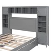 NicBex Full Size Wooden Storage Bed, Modern Platform Bed Frame with Twin Size Trundle, Shelves, Sockets and Cabinets for Bedroom - 3 of 4