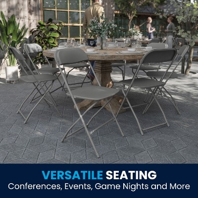 Gray Metal Armless Folding Chairs - Set of 2