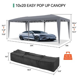 10x20 Pop Up Canopy Tent with 6 Removable Sidewalls, Outdoor Instant Gazebo , Garden Tents for Parties with Sandbags - 1 of 4